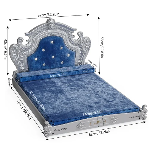 Luxury Pet Bed with Headboard for Medium and Large Dog,