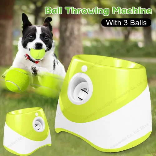 Interative Dog Fetch Machine with 3 Tennis Balls for Indoor/Outdoor Throwing Game