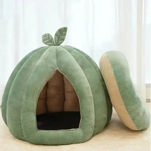 Enclosed Pet Cat House Bed Pumpkin Cat Hideaway