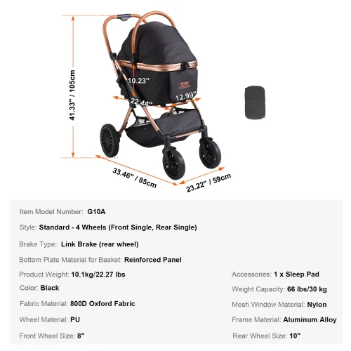 SucceBuy 66 lbs Pet Stroller Foldable